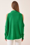 Cut Out Detaylı Oversize Triko Kazak CANLI YEŞİL LAS0003