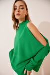 Cut Out Detaylı Oversize Triko Kazak CANLI YEŞİL LAS0009