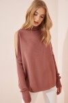 Cut Out Detaylı Oversize Triko Kazak GÜL KURUSU LAS0003