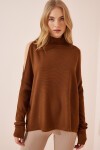 Cut Out Detaylı Oversize Triko Kazak KAHVERENGİ LAS0003