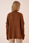 Cut Out Detaylı Oversize Triko Kazak KAHVERENGİ LAS0003