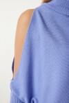 Cut Out Detaylı Oversize Triko Kazak KOYU LİLA LAS0003