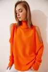 Cut Out Detaylı Oversize Triko Kazak ORANJ LAS0003