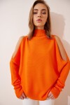 Cut Out Detaylı Oversize Triko Kazak ORANJ LAS0003