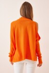 Cut Out Detaylı Oversize Triko Kazak ORANJ LAS0003