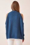 Cut Out Detaylı Oversize Triko Kazak PETROL MAVİSİ LAS0003