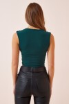 Derin V Yakalı Crop Sandy Örme Bluz YEŞİL LBF0004