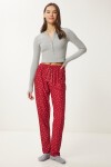 Desenli Yumuşak Dokulu Örme Pijama Altı BORDO LCE0002