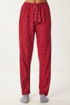 Desenli Yumuşak Dokulu Örme Pijama Altı BORDO LCE0002