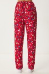 Desenli Yumuşak Dokulu Örme Pijama Altı KIRMIZI BEYAZ LCE0002