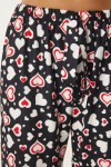 Desenli Yumuşak Dokulu Örme Pijama Altı SİYAH KREM LCE0002