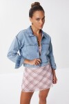 Fermuarlı Denim Ceket AÇIK MAVİ LAN0056