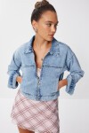 Fermuarlı Denim Ceket AÇIK MAVİ LAN0056