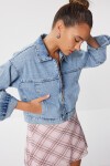 Fermuarlı Denim Ceket AÇIK MAVİ LAN0056