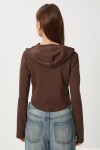 Fermuarlı Kapüşonlu Yumuşak Modal Sweatshirt KAHVERENGİ LAN0059