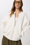 Fermuarlı Şardonlu Örme Sweatshirt EKRU LAN0066