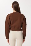 Fermuarlı Şardonlu Örme Sweatshirt KAHVERENGİ LAN0085