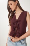 Fiyonk Bağlamalı Dokuma Yelek BORDO LBV0057