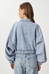 Geniş Cepli Fermuarlı Denim Ceket AÇIK MAVİ LAN0065