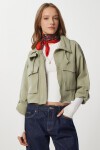 Kapaklı Cepli Gabardin Ceket - 1770 ZEYTİN YEŞİLİ LAN0063