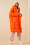 Kapüşonlu Oversize Şişme Kaban ORANJ LAV0002
