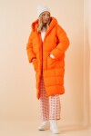 Kapüşonlu Oversize Şişme Kaban ORANJ LAV0002