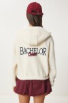 Kapüşonlu Sloganlı Peluş Sweatshirt KEMİK LAN0021