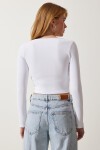 Kare Yaka Fitilli 2li Paket Crop Örme Bluz SİYAH BEYAZ LAN0025