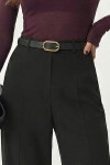 Kemerli Geniş Paça Esnek Örme Pantolon SİYAH LBY0035