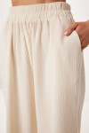 Keten Bluz Pantolon Takım KREM HRV0001