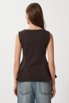 Kolsuz Peplum İnterlok Bluz KAHVERENGİ LAN0058