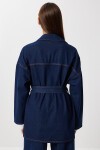 Kuşaklı Denim Ceket Pantolon Takım 1935 KOYU MAVİ LAN0075
