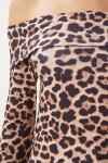 Leopar Desen Madonna Yaka Örme Bluz VİZON SİYAH LAN0016