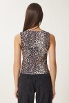 Leopar Desenli Kolsuz Sandy Bluz SİYAH BEJ LAN0026