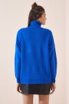 Oversize Balıkçı Yaka Triko Kazak CANLI MAVİ LBV0043