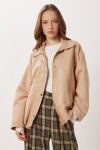 Oversize Suni Süet Bomber Ceket BEJ LAN0081