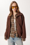 Oversize Suni Süet Bomber Ceket KAHVERENGİ LAN0081