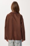 Oversize Suni Süet Bomber Ceket KAHVERENGİ LAN0081