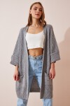 Oversize Uzun Cepli Triko Hırka GRİ LAS0007