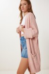 Oversize Uzun Cepli Triko Hırka PEMBE LAS0007