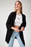 Oversize Uzun Cepli Triko Hırka SİYAH LAS0007