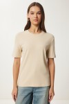 Pamuklu Basic Örme T-shirt BİSKÜVİ LAG0001