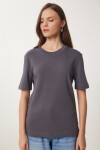Pamuklu Basic Örme T-shirt FÜME LAG0001
