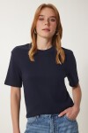 Pamuklu Basic Örme T-shirt LACİVERT LAG0001