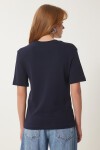 Pamuklu Basic Örme T-shirt LACİVERT LAG0001