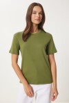 Pamuklu Basic Örme T-shirt YEŞİL LAG0001