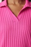 Polo Yaka Fitilli Triko Kazak PEMBE LBV0017