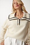 Polo Yaka Triko Kazak KREM LBV0031
