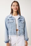 Püskül Detaylı Denim Ceket AÇIK MAVİ LAN0018