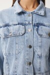 Püskül Detaylı Denim Ceket AÇIK MAVİ LAN0018